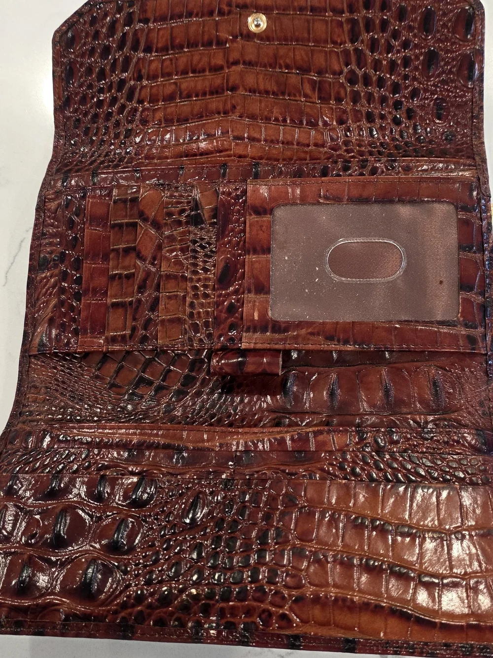 Brahmin Brown Croc-Embossed Continental Wallet with Gold Accent - Picture 4 of 6